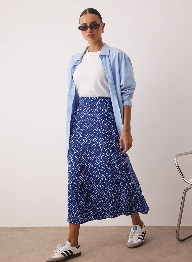 trendyol Indigo Polka Dot Patterned Knit Skirt - Image 2