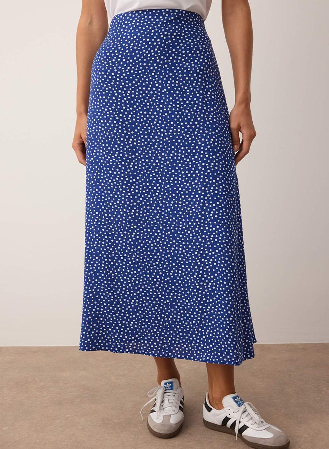 trendyol Indigo Polka Dot Patterned Knit Skirt - Image 3