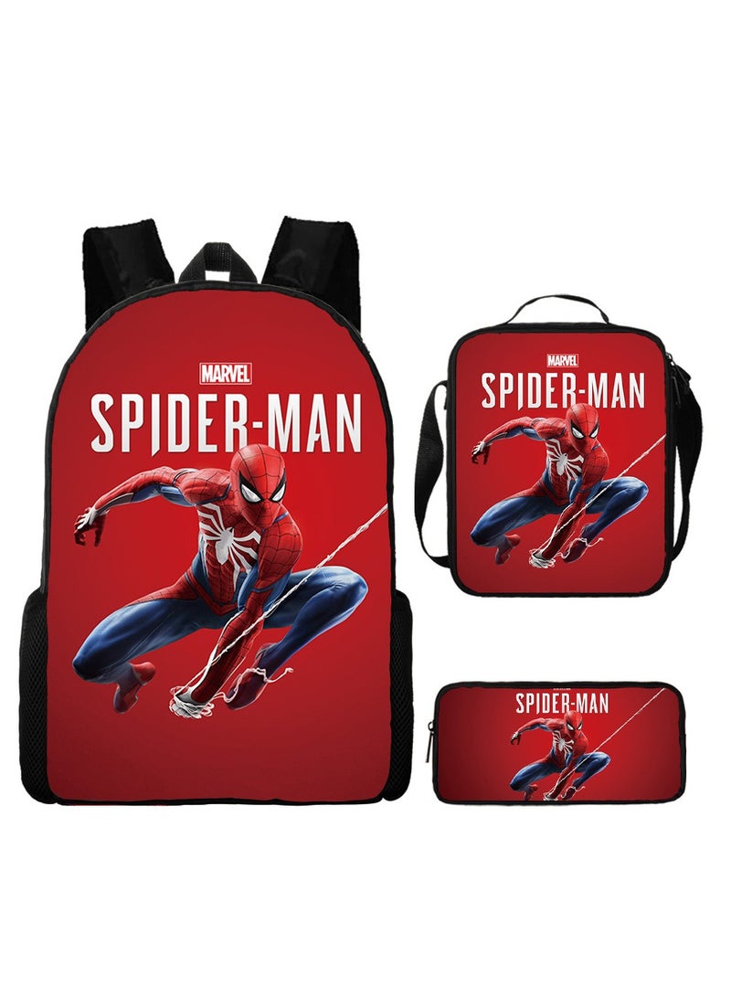 Spider-Man Spider Man backpack three piece set, student cartoon backpack, boys backpack, Superman Spider Man Batman  - Image 1