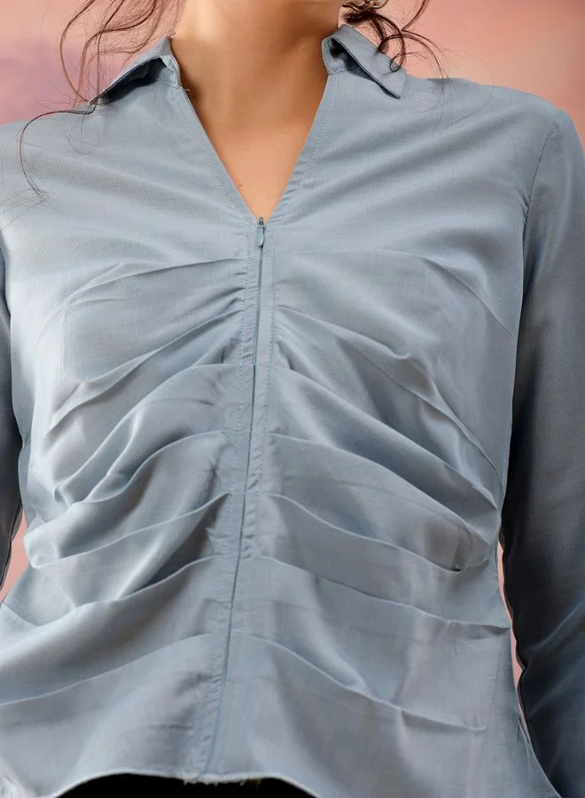 Freehand Women Regular Fit Casual Solid Pleated Top