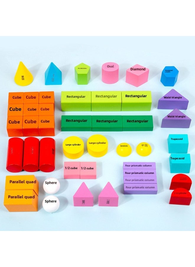 Generic - Geometry Teaching Aids Building Blocks Primary School Understanding Three-dimensional Shape Cube Cuboid First Grade Mathematics Teaching Aids-Color:63 Printing Plates (boxed) - Image 1