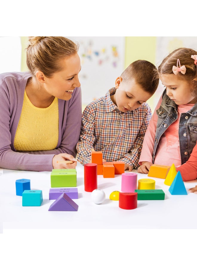 Generic - Geometry Teaching Aids Building Blocks Primary School Understanding Three-dimensional Shape Cube Cuboid First Grade Mathematics Teaching Aids-Color:63 Printing Plates (boxed) - Image 1