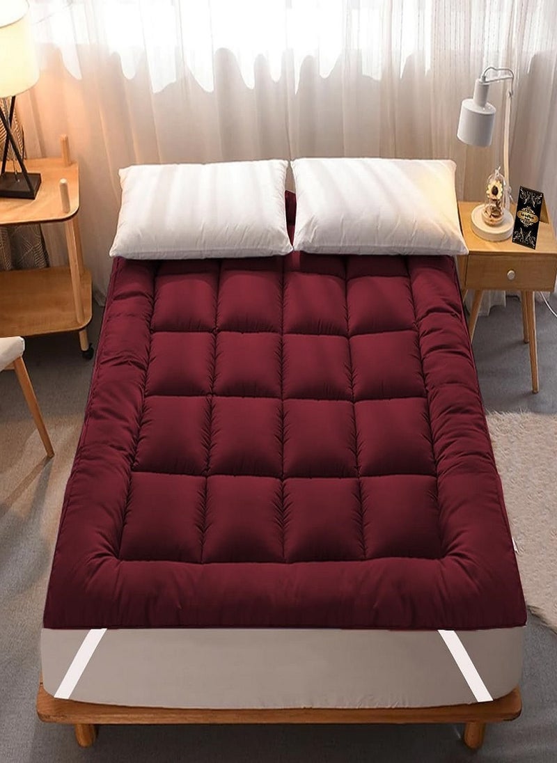 Blueberry Mattress Topper Breathable Fabric Quilted Edge Piping Box Stiched 4 Corner Elastic 10cm Thick 160x200cm  - Image 1