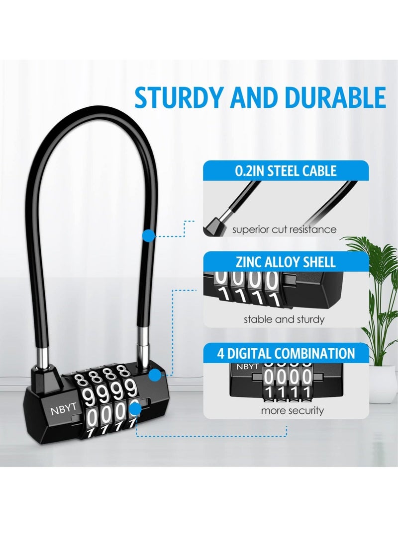 Heavy Duty Combination Lock, 3.5 Inch Waterproof Long Shackle Gate Lock, 4 Wheel Combination Padlock, Suitable for Home, Toolbox, School & Garage - Image 2