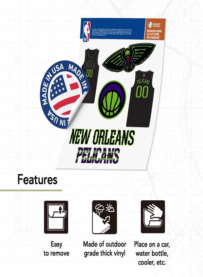 Desert Cactus New Orleans Pelicans Sticker NBA Officially Licensed Sticker Vinyl Decal Laptop Water Bottle Car Scrapbook (City Edition 2023) - Image 4
