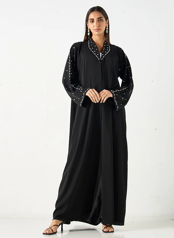 Hadiyath Al Madinah Pearl-Embellished Abaya - HM