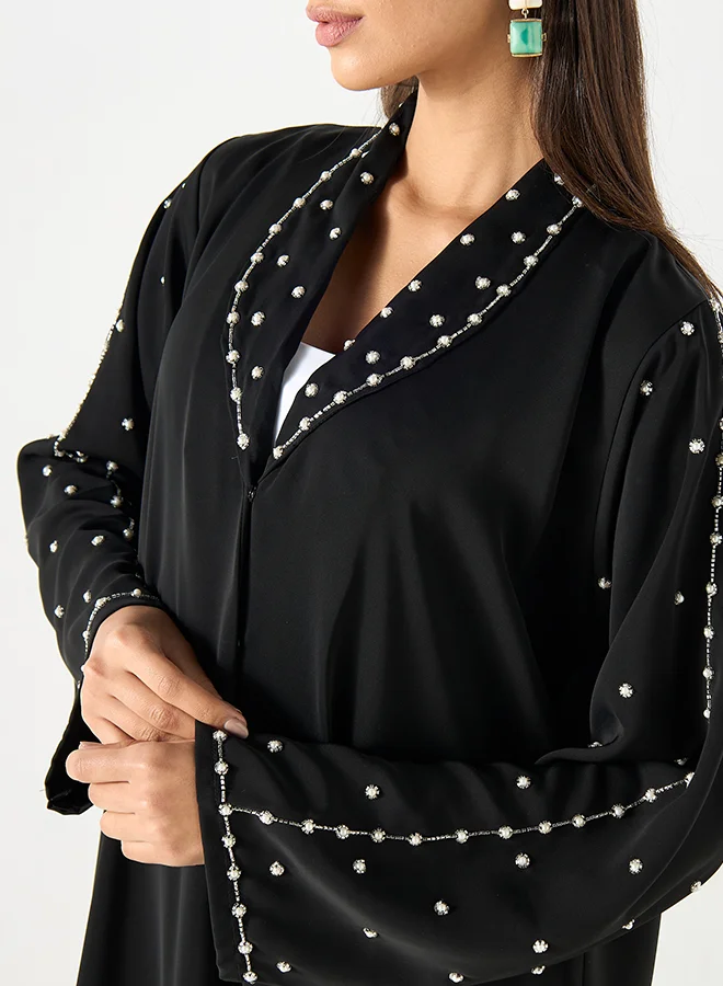 Hadiyath Al Madinah Pearl-Embellished Abaya - HM