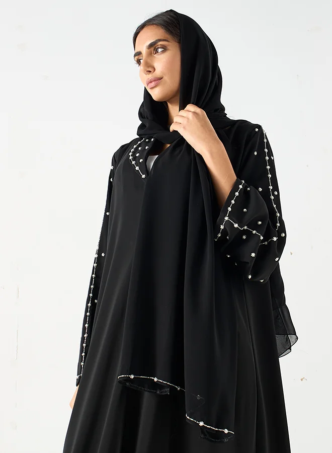 Hadiyath Al Madinah Pearl-Embellished Abaya - HM