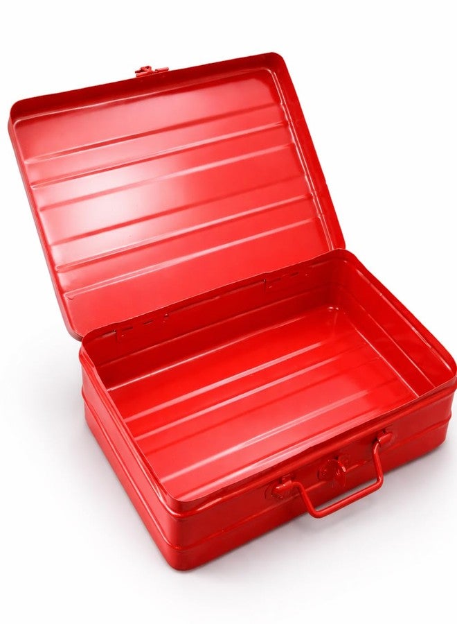JAYCO Aluminum Storage Box/Treasure Chest/Currency Money Box/Gift Trunk - 12" Medium Size (30 cm x 21 cm x 10 cm, Red, Rectangular) - Image 3