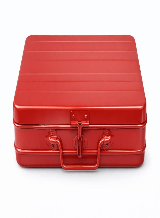 JAYCO Aluminum Storage Box/Treasure Chest/Currency Money Box/Gift Trunk - 12" Medium Size (30 cm x 21 cm x 10 cm, Red, Rectangular) - Image 1