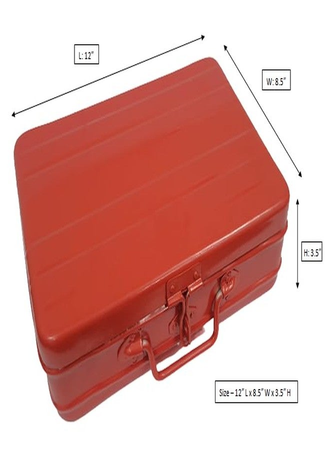 JAYCO Aluminum Storage Box/Treasure Chest/Currency Money Box/Gift Trunk - 12" Medium Size (30 cm x 21 cm x 10 cm, Red, Rectangular) - Image 4