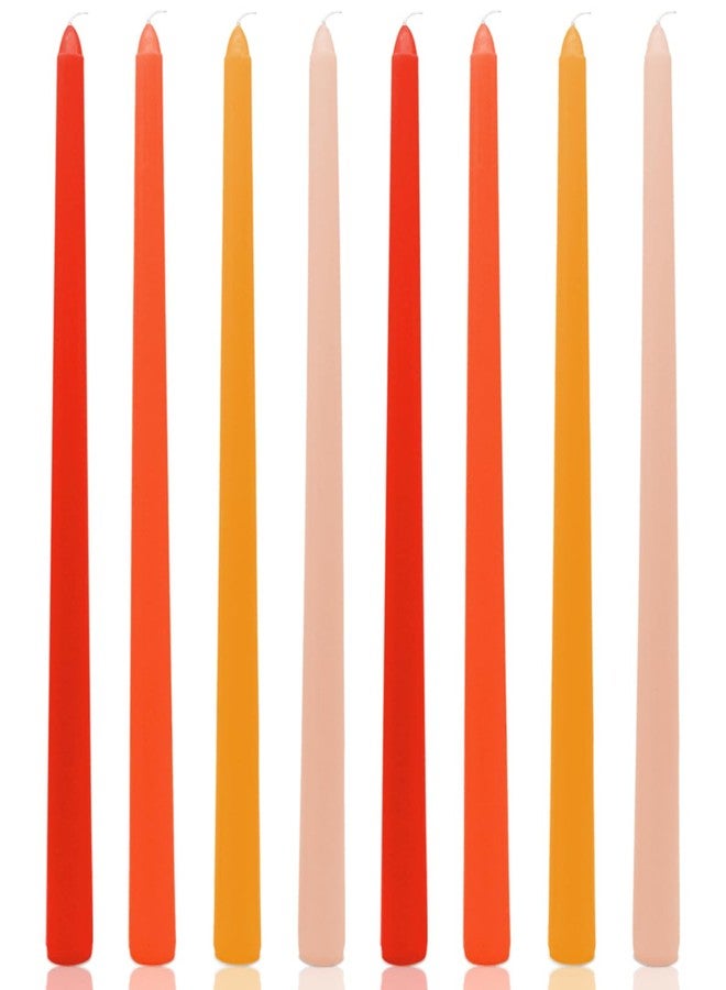SixLadybro 12 Inch Gradient Orange Taper Candles for Home Decoration, 8 Pack Long Candlesticks for Dinner Party Holiday Fall Halloween and Harvest - Image 1