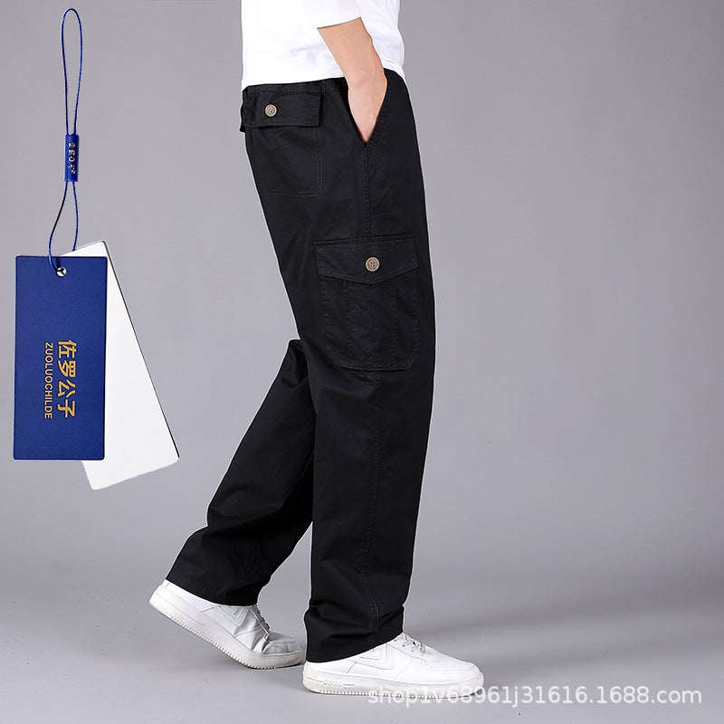 Generic Zoruo Gongzi Casual Trousers Mens Autumn Middle-aged Dads Pants Cotton Loose Mens Pants Elasto Loose Straight Pants Black (with zorro tag hanging) 