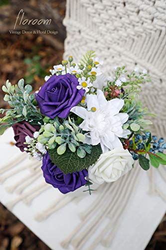 Floroom Artificial Flowers 50pcs Real Looking Dark Purple Foam Fake Roses with Stems for DIY Wedding Bouquets Bridal Shower Centerpieces Floral Arrangements Party Tables Home Decorations - Image 5