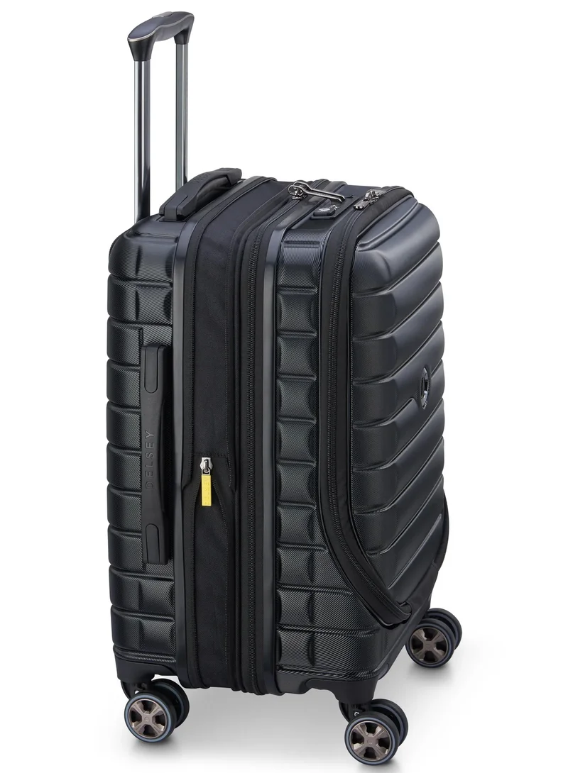 DELSEY Paris  shadow 5.0, 55 cm 4 double wheeled expandable bus hard cabin luggage trolley case - black  | Best Price UAE
