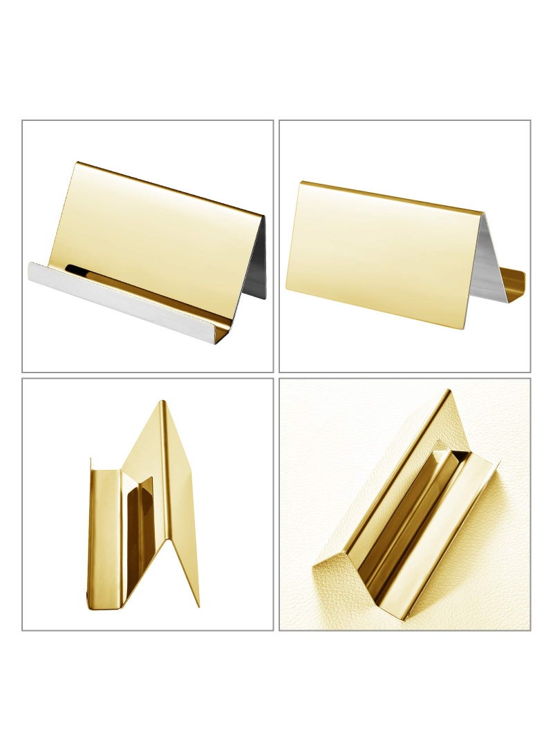 SYOSI 2PCS Stainless Steel Business Card Holder, Desktop Card Display Rack Business Name Card Organizer Metal Card Holder Desktop Business Card Stand Business Card Display Rack for Office, Home, Daily Use - Image 2