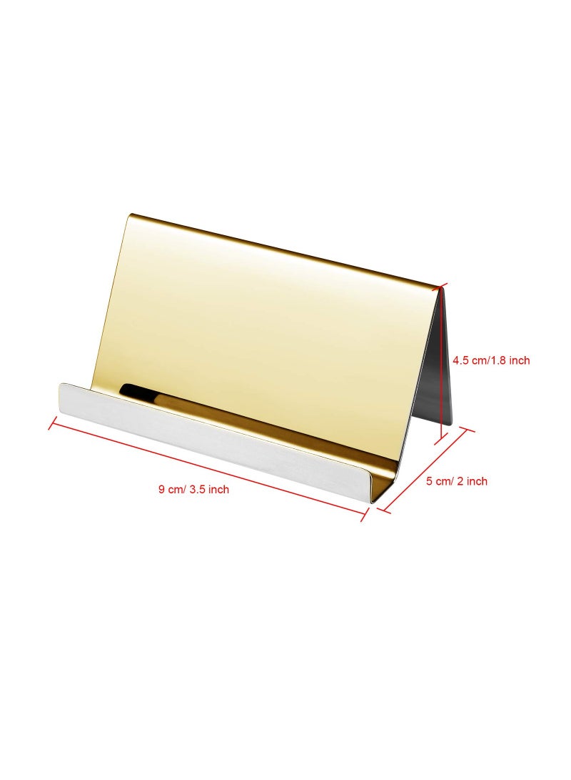 SYOSI 2PCS Stainless Steel Business Card Holder, Desktop Card Display Rack Business Name Card Organizer Metal Card Holder Desktop Business Card Stand Business Card Display Rack for Office, Home, Daily Use - Image 3