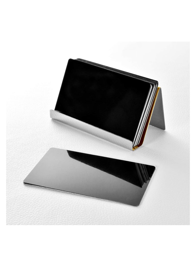 SYOSI 2PCS Stainless Steel Business Card Holder, Desktop Card Display Rack Business Name Card Organizer Metal Card Holder Desktop Business Card Stand Business Card Display Rack for Office, Home, Daily Use - Image 4