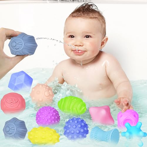 Ynanimery 12 Pcs Sensory Balls for Toddlers, Sensory Baby Toys, Montessori Toy for Babies Squeeze, Infant Toys Soft Multi Ball Set Gifts with Bright Color Textured - Image 3