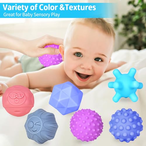 Ynanimery 12 Pcs Sensory Balls for Toddlers, Sensory Baby Toys, Montessori Toy for Babies Squeeze, Infant Toys Soft Multi Ball Set Gifts with Bright Color Textured - Image 2