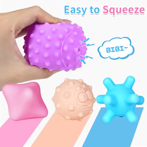 Ynanimery 12 Pcs Sensory Balls for Toddlers, Sensory Baby Toys, Montessori Toy for Babies Squeeze, Infant Toys Soft Multi Ball Set Gifts with Bright Color Textured - Image 4