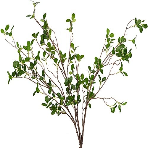Antspirit 3pcs Artificial Branches Plants Artificial Greenery Stems Faux Greenery Stems Faux Branches for Vase Plant Artificial Eucalytus Branches Fake Ficus Twig 45Each Branch 3 Green - Image 1