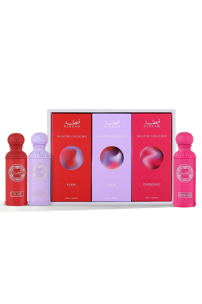 GISSAH Enchanted Set – 3x 50ml Perfumes (One & Only, Gala, Flair) + 3 Small Bags - Image 2