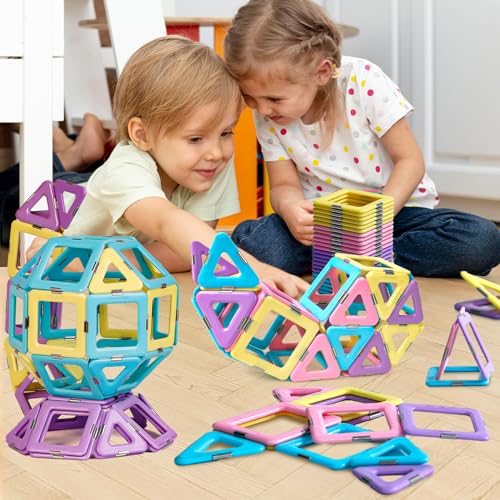 TOKBLOK Pastel Magnetic Tiles Set 40Piece STEM Building Blocks for Kids Ages 38 Creative Educational Toy Gift for Girls Starter Set - Image 5