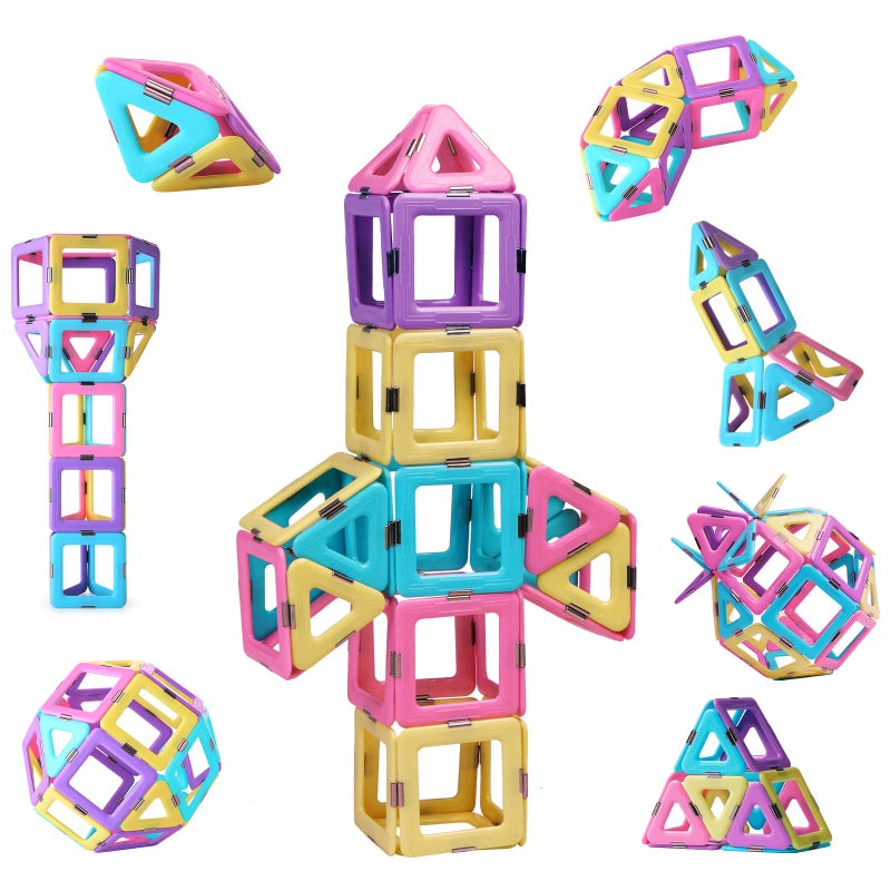 TOKBLOK Pastel Magnetic Tiles Set 40Piece STEM Building Blocks for Kids Ages 38 Creative Educational Toy Gift for Girls Starter Set - Image 3