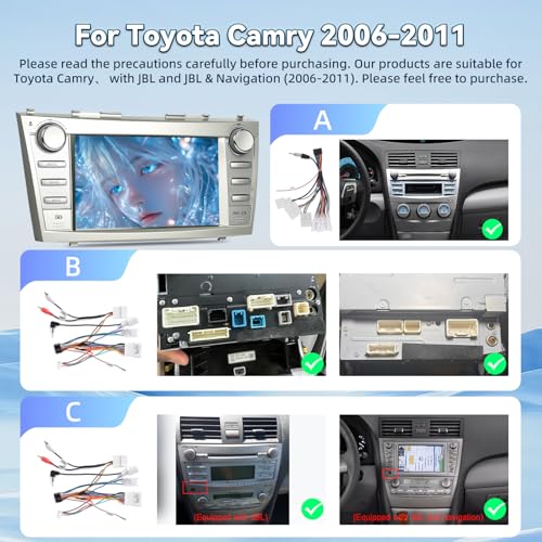 EKAT Android 15 Car Stereo for Toyota Camry 2006 2007 2008 2009 2010 2011 with CarplayAndroid Auto Support JBL 8 Inch IPS Touchscreen Radio with DSPWiFiGPSSplit ScreenSWC AHD Rear View Camera - Image 3