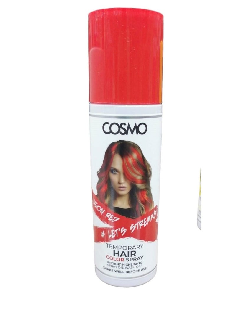كوزمو بخاخ ملون للشعر من كوزمو مؤقت أحمر للجنسين 100 مل ، مناسب لجميع أنواع الشعر