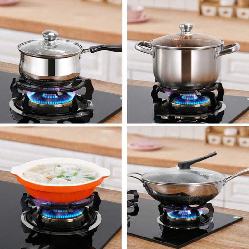 OSALADI Wok Ring Wok Rack Gas Oven Burner Grate Stainless Steel Stove Cooktop Burner Stove Stand Non Slip Portable Gas Stove Accessories For Kitchen Camping Cooking Black 2pcs - Image 5