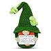 JULEASEL Positive Gnome Crochet Doll Handmade Knitted Doll with Positive Card Lucky Encouragement Gift for Friends Coworkers Irish Holiday Desk Decor St Patricks Day - Image 2