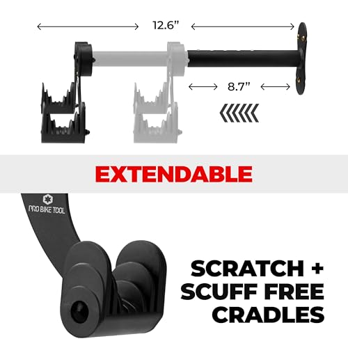PRO BIKE TOOL Bike Rack Garage Wall Mount - Durable Alloy Bicycle Storage System with Adjustable Hook Hanger for Indoor Use - Ideal for Road, MTB, and Hybrid Bikes - Holds Up to 48.5 lbs, Black - Image 3
