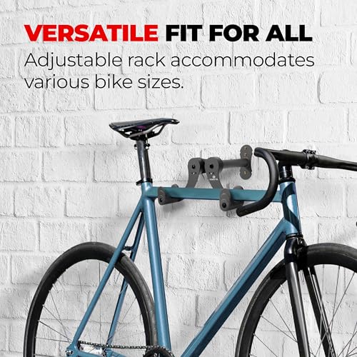 PRO BIKE TOOL Bike Rack Garage Wall Mount - Durable Alloy Bicycle Storage System with Adjustable Hook Hanger for Indoor Use - Ideal for Road, MTB, and Hybrid Bikes - Holds Up to 48.5 lbs, Black - Image 4