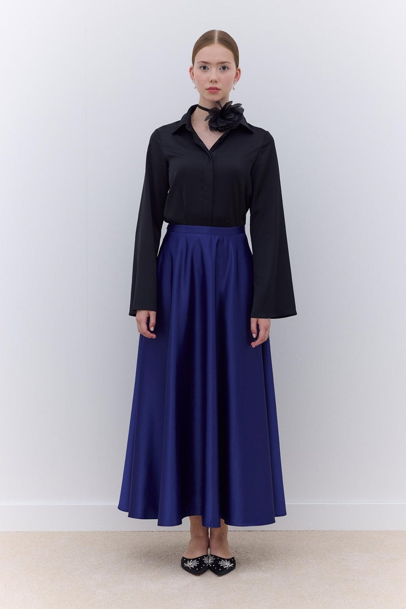 Manuka Satin Fitted Shirt Black  - Image 2