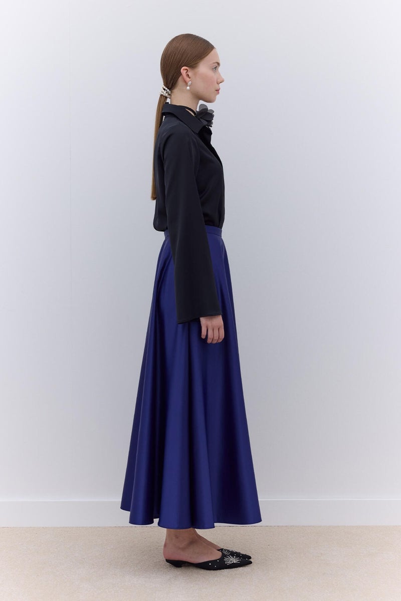 Manuka Satin Fitted Shirt Black  - Image 3