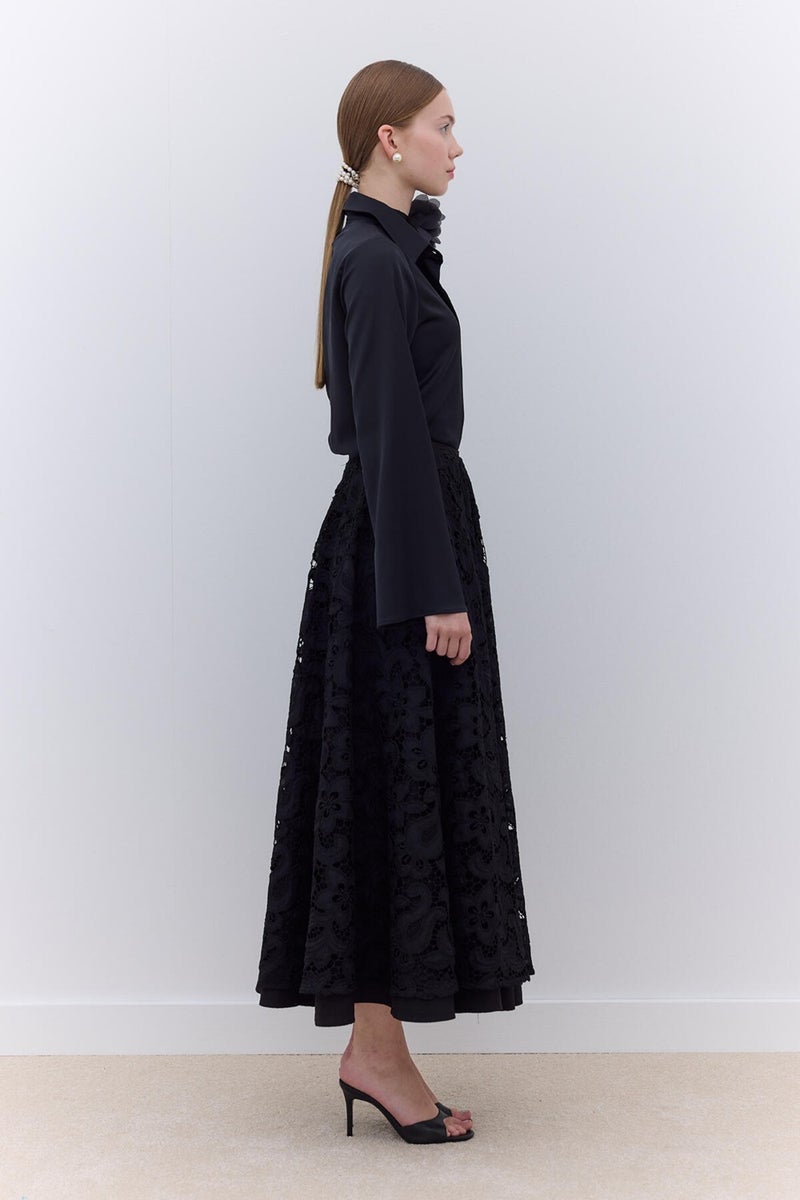 Manuka Satin Fitted Shirt Black  - Image 5