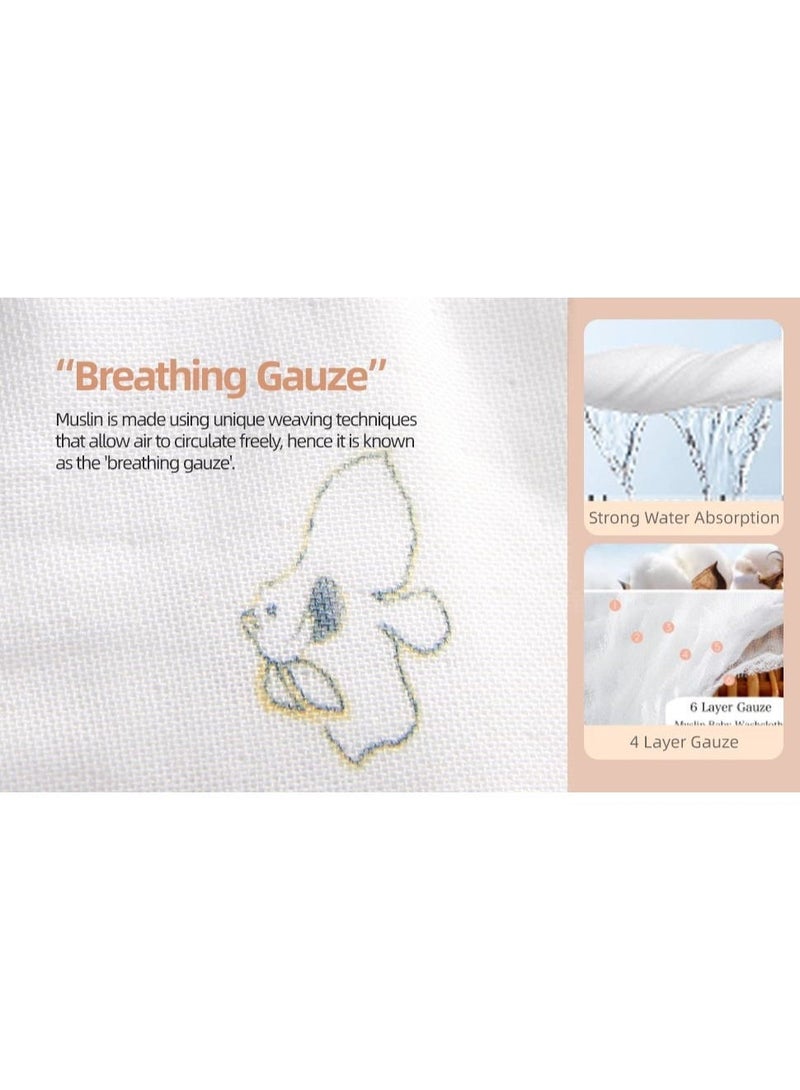 SEEDNUR Baby Muslin Washcloths, Soft, Breathable, Lightweight and Moisture Absorption 4 Layer Size 10x10 Multi Functional Washcloths, Drooling Towel, Feeding Bibs and Burp Cloths 3pcs/Box - Image 3