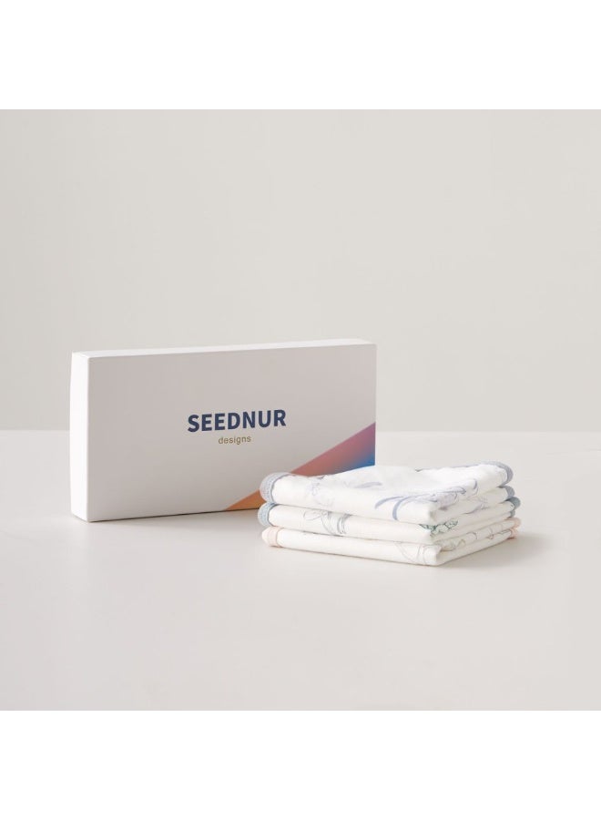 SEEDNUR Baby Muslin Washcloths, Soft, Breathable, Lightweight and Moisture Absorption 4 Layer Size 10x10 Multi Functional Washcloths, Drooling Towel, Feeding Bibs and Burp Cloths 3pcs/Box - Image 1