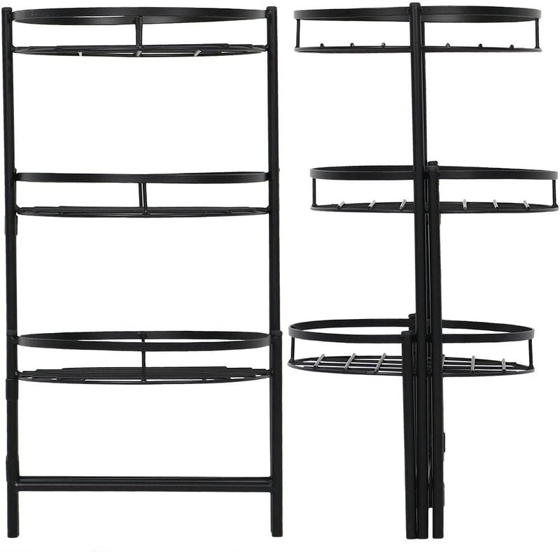 Bee Creative 4 Tier Wrought Iron Plant Stand Flower Stand Shelf Stainless Steel Flower Pot Flower Display Stand For Balcony (3 Tier Black) - Image 4