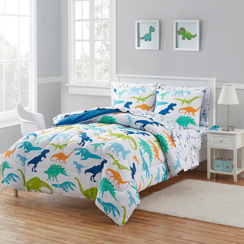 Sweet Home Collection Kids Bedding Set Bed in a Bag for Boys and Girls Toddlers Printed Sheet Set and Comforter  Full Dinosaur 