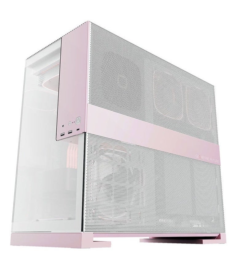 المستقبل الهندسي صندوق حاسوب الألعاب M5 (فئة Mid-Tower) المتوافق مع لوحات E-ATX، يتميز بواجهة أمامية شبكية لتدفق هواء عالٍ ولوحة جانبية من الزجاج المقسى، ومنافذ USB Type-C (بسرعة 20 جيجابت في الثانية) وUSB 3.0 (عدد 2)، ويدعم اللوحات الأم بمقاسات E-ATX/ATX/mATX/ITX، ومساحة كافية لبطاقات الرسوميات (GPU) حتى 460 مم ومبردات المعالج (CPU) حتى 180 مم ومزودات الطاقة (PSU) حتى 160 مم، مع دعم لمبردات سائلة (Radiator) بمقاس 420 مم - اللون: أبيض/وردي | GEO-M5F-WP - Image 4