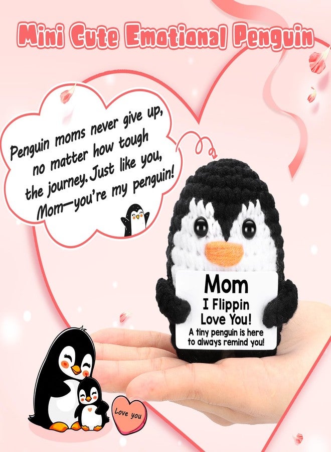 CryCarrot Birthday Gifts for Mom from Daughter Son, Handmade Crochet Mini Penguin Mom Gifts for Birthday Christmas Mama Mother in Law Bonus Step Mothers, Funny I Love You Mum Present Emotional Cute Decor - Image 2