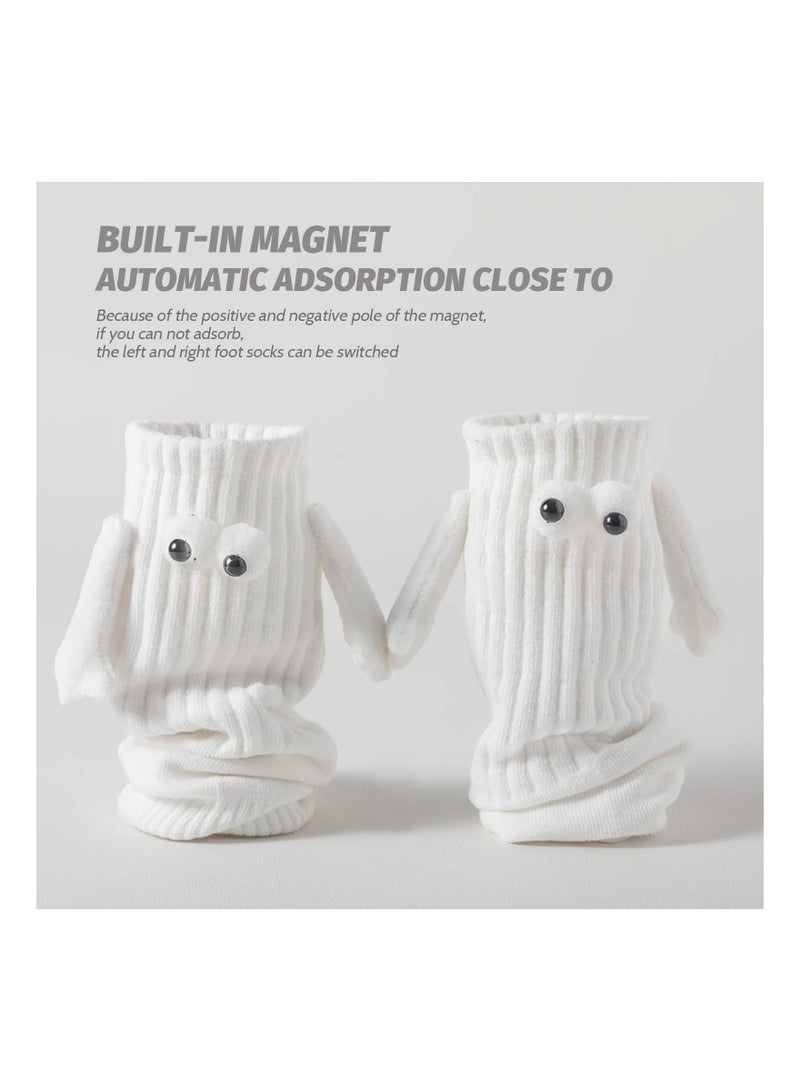 Couple Holding Hands Socks, Unisex Mid Tube Magnetic Hand Socks, Funny Matching Socks for Couples, Cute Hand-in-Hand Design, Mid-Tube Style (Set of 2 in White) - Image 4