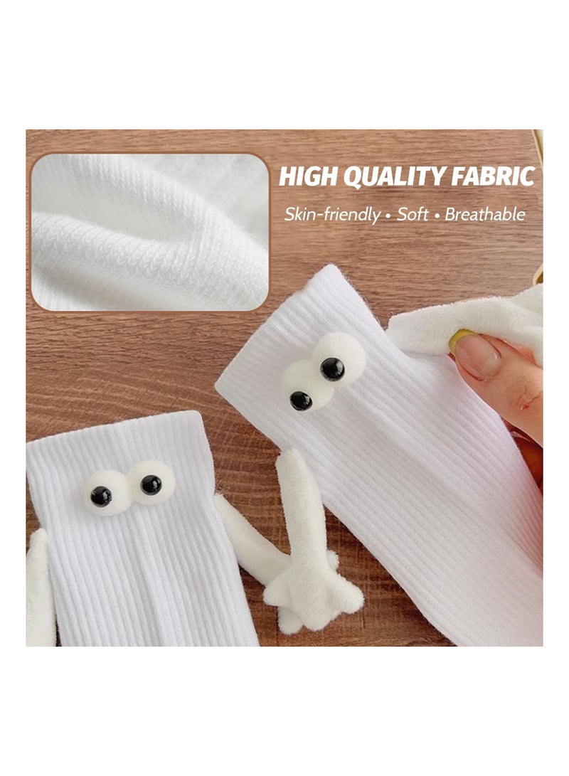 Couple Holding Hands Socks, Unisex Mid Tube Magnetic Hand Socks, Funny Matching Socks for Couples, Cute Hand-in-Hand Design, Mid-Tube Style (Set of 2 in White) - Image 5