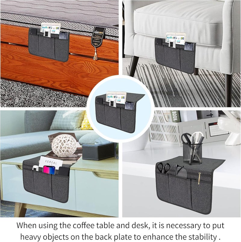 SYSOV Bedside Caddy Bedside Storage Organizer Magazine Phone Tablet iPad Remote Holder, Organizer Caddy for Home College Dorm Bed, Sofa, Bunk Bed (Dark Grey) - Image 5