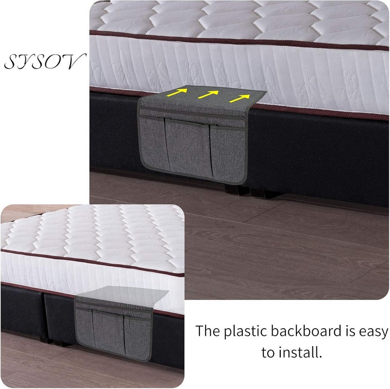SYSOV Bedside Caddy Bedside Storage Organizer Magazine Phone Tablet iPad Remote Holder, Organizer Caddy for Home College Dorm Bed, Sofa, Bunk Bed (Dark Grey) - Image 4