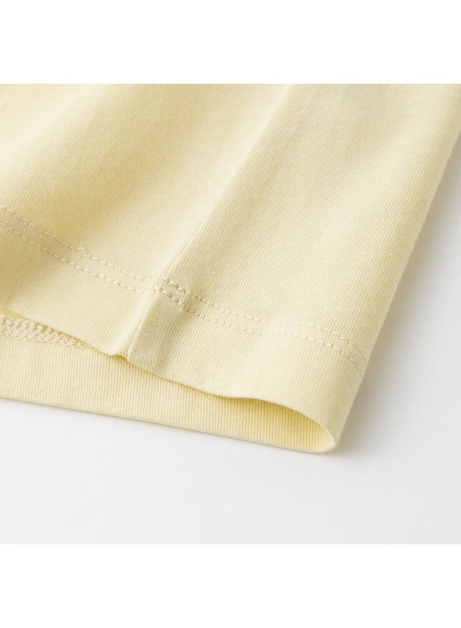 Top melon Dingguagua Dingguagua Women's Pure Cotton Spring Summer Short Sleeve Couple Wearable Homewear Set Narcissus Yellow 165 - Image 4