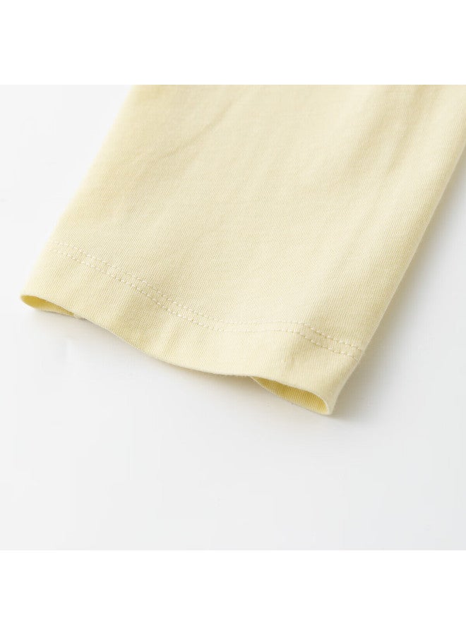 Top melon Dingguagua Dingguagua Women's Pure Cotton Spring Summer Short Sleeve Couple Wearable Homewear Set Narcissus Yellow 165 - Image 5